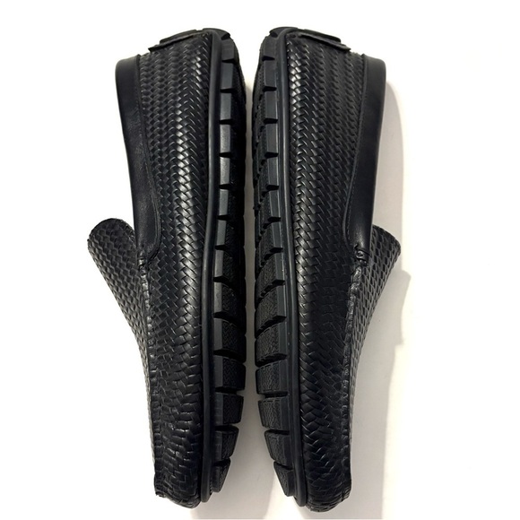 ANDREA VIVIANI Black Woven Leather Loafers